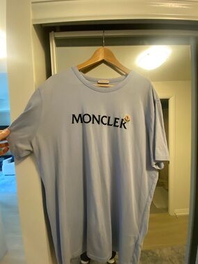 Moncler Light Blue Short-Sleeve Logo Tee